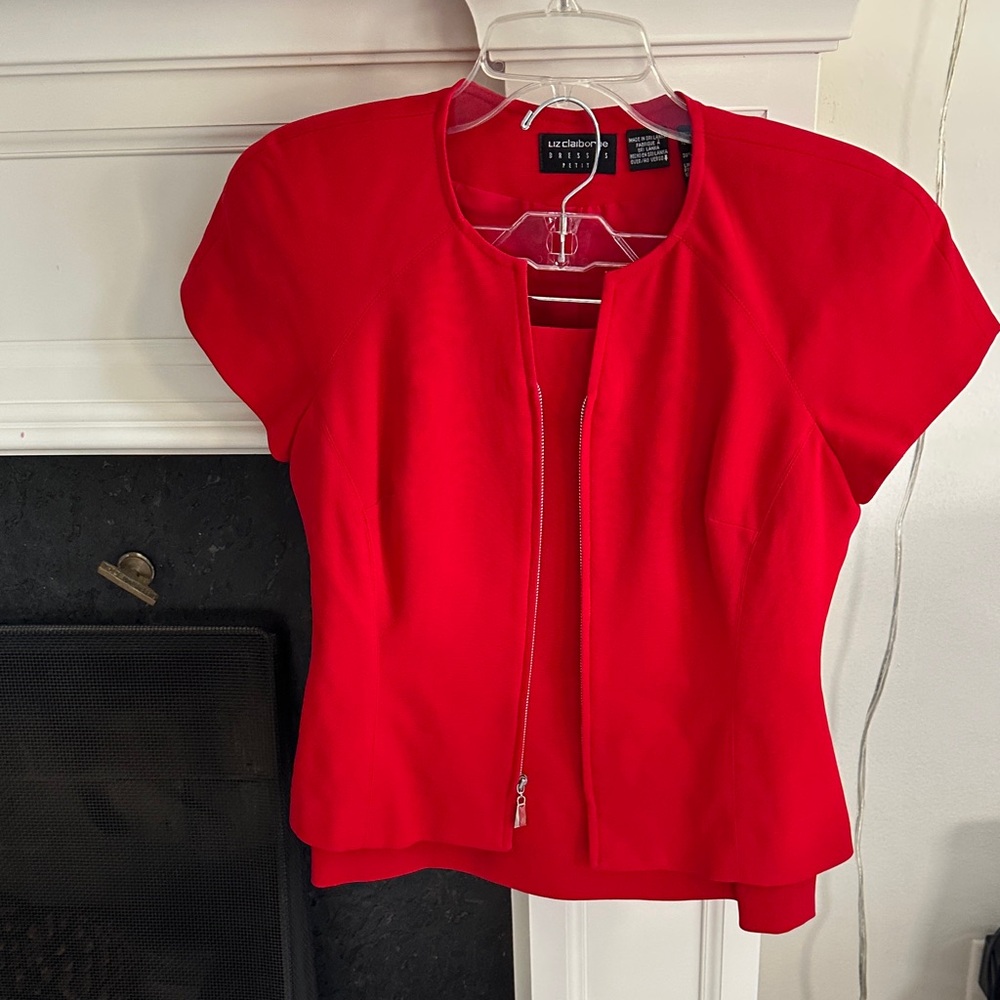 Liz Claiborne Red Zip-Front Jumpsuit